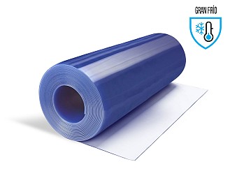 Rollo PVC Flexible (20 metros lineales) 1200x5mm Gran Fr&iacute;o Transparente Azulado